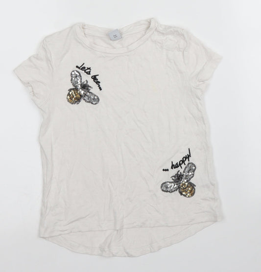 TU Girls White   Basic T-Shirt Size 5 Years