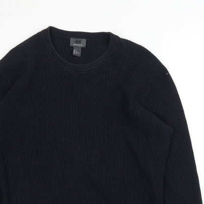 Preloved H&M Mens Blue   Pullover Jumper Size M - Detail
