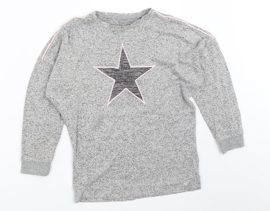 Nutmeg Girls Grey   Pullover Jumper Size 9-10 Years