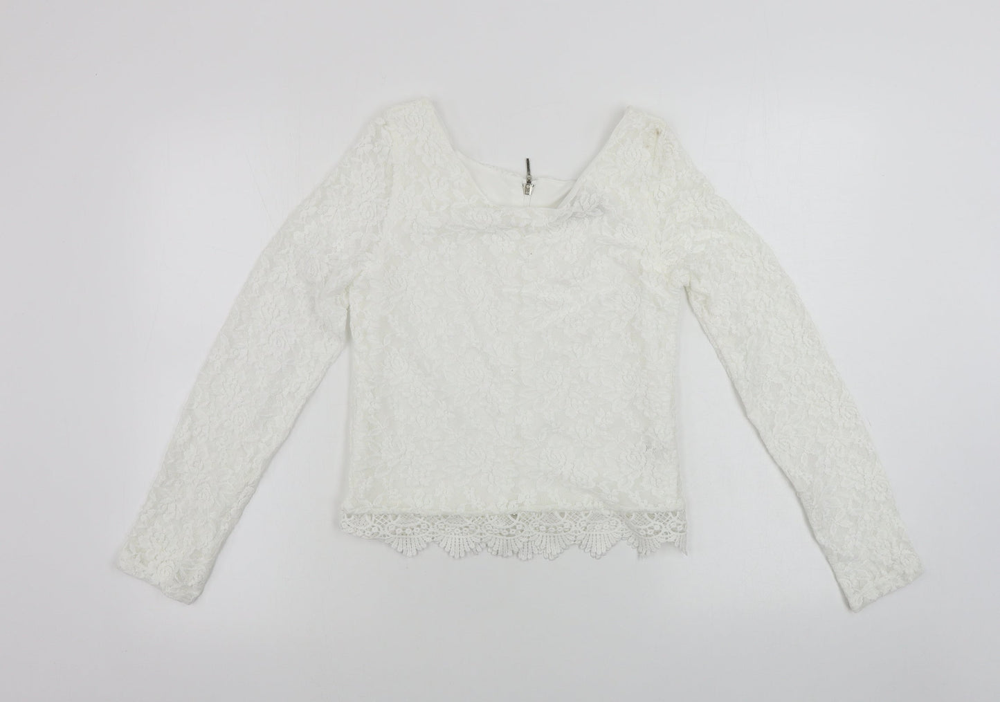 Reyon  Womens White Floral  Basic T-Shirt Size L