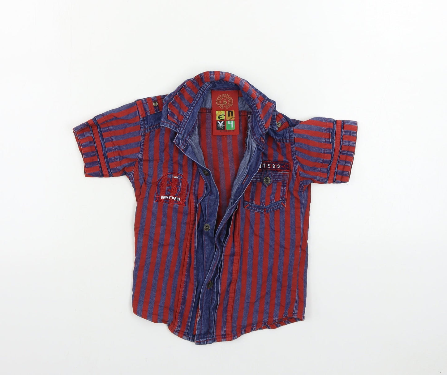 Alternative  Boys Blue Striped  Basic Button-Up Size 3 Years