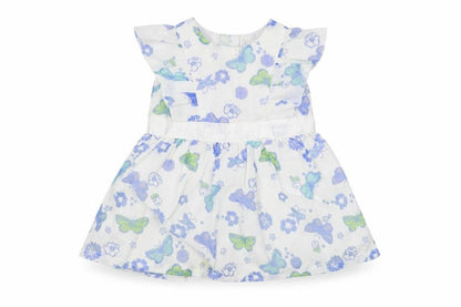 Front view of Baby Boutique girls’ white floral a-line, size 0-3, months