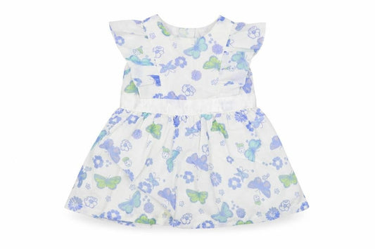 Front view of Baby Boutique girls’ white floral a-line, size 0-3, months