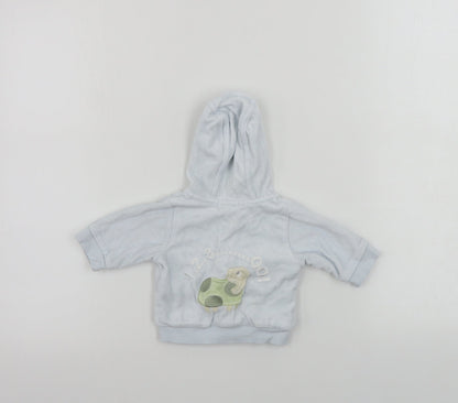 Back view of H&M girls’ blue jacket coat size newborn