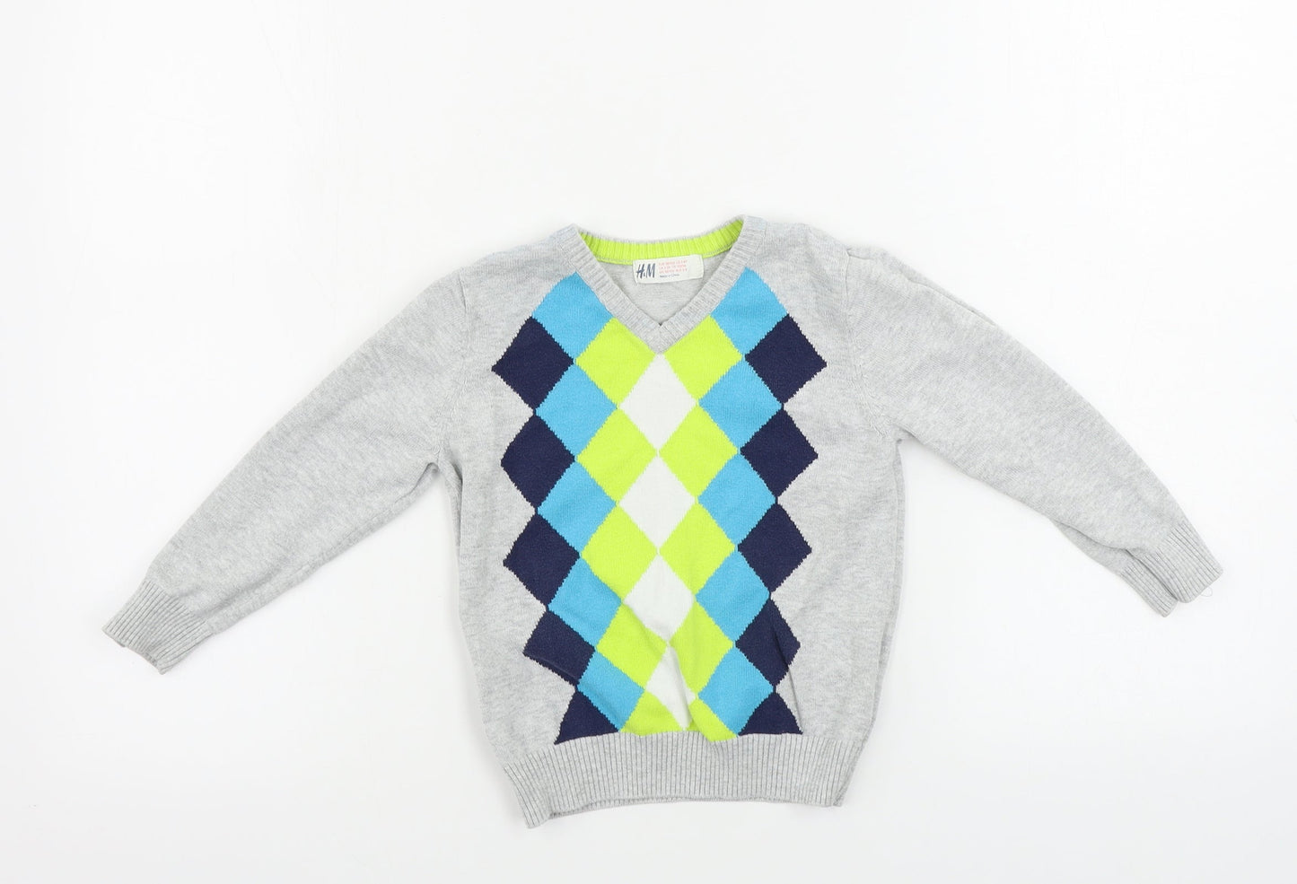 H&M  Boys Grey Geometric  Pullover Jumper Size 2-3 Years