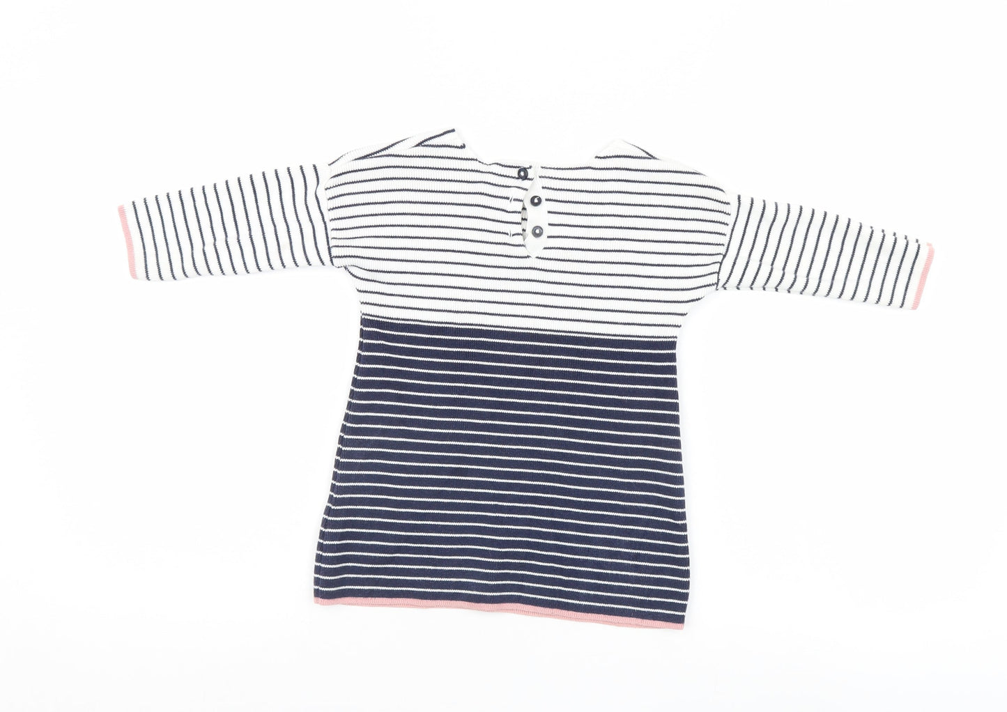 Marks and Spencer Girls Ivory Striped  Basic Casual Size 9-12 Months