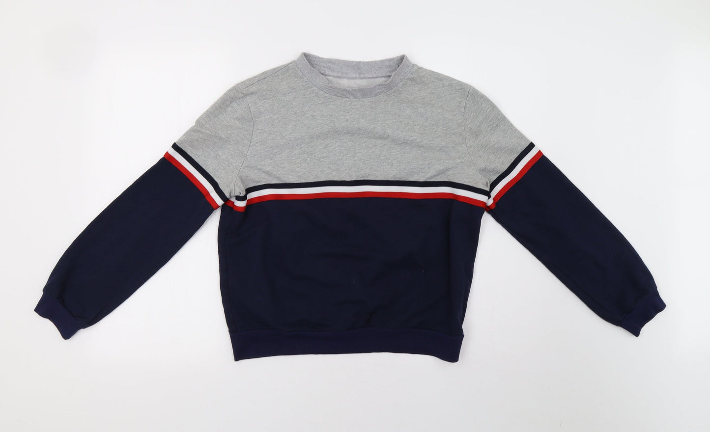 Preworn Womens Grey Striped  Pullover Sweatshirt Size L