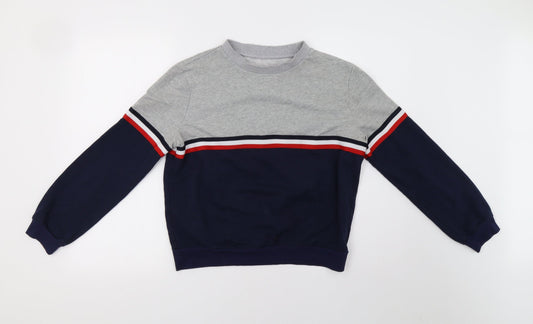 Preworn Womens Grey Striped  Pullover Sweatshirt Size L