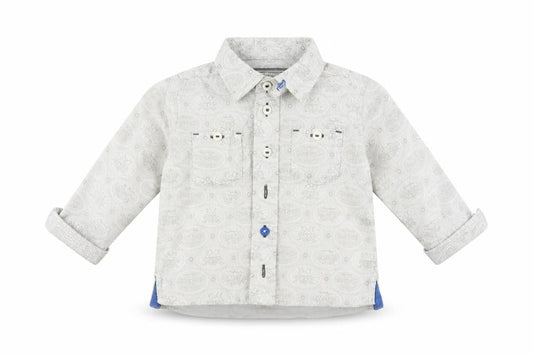Front view of Marks & Spencer boys’ grey basic button-up, size 12, months