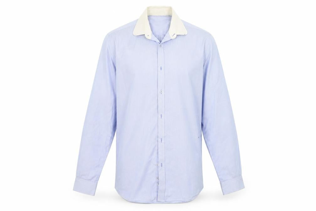 t&w Mens Blue Striped   Button-Up Size 16