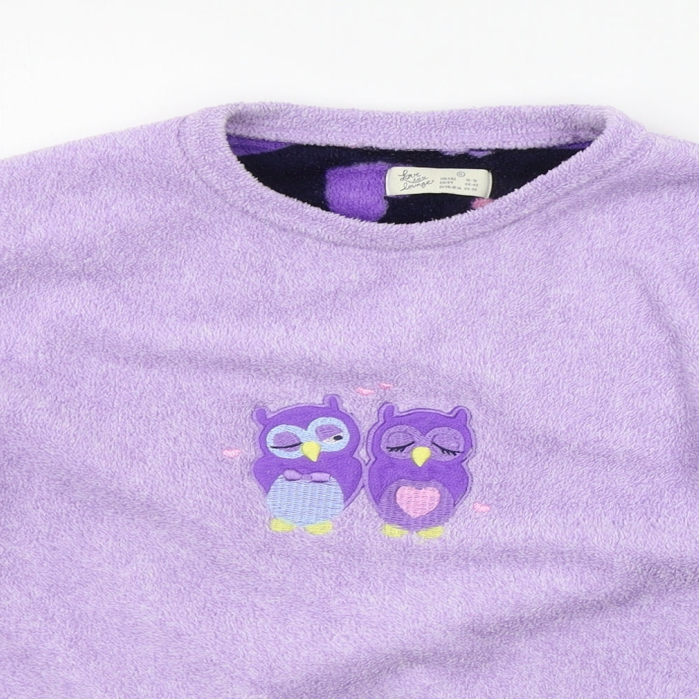 LOVE TO LOUNGE Womens Purple Solid  Top Pyjama Top Size S  - Owls