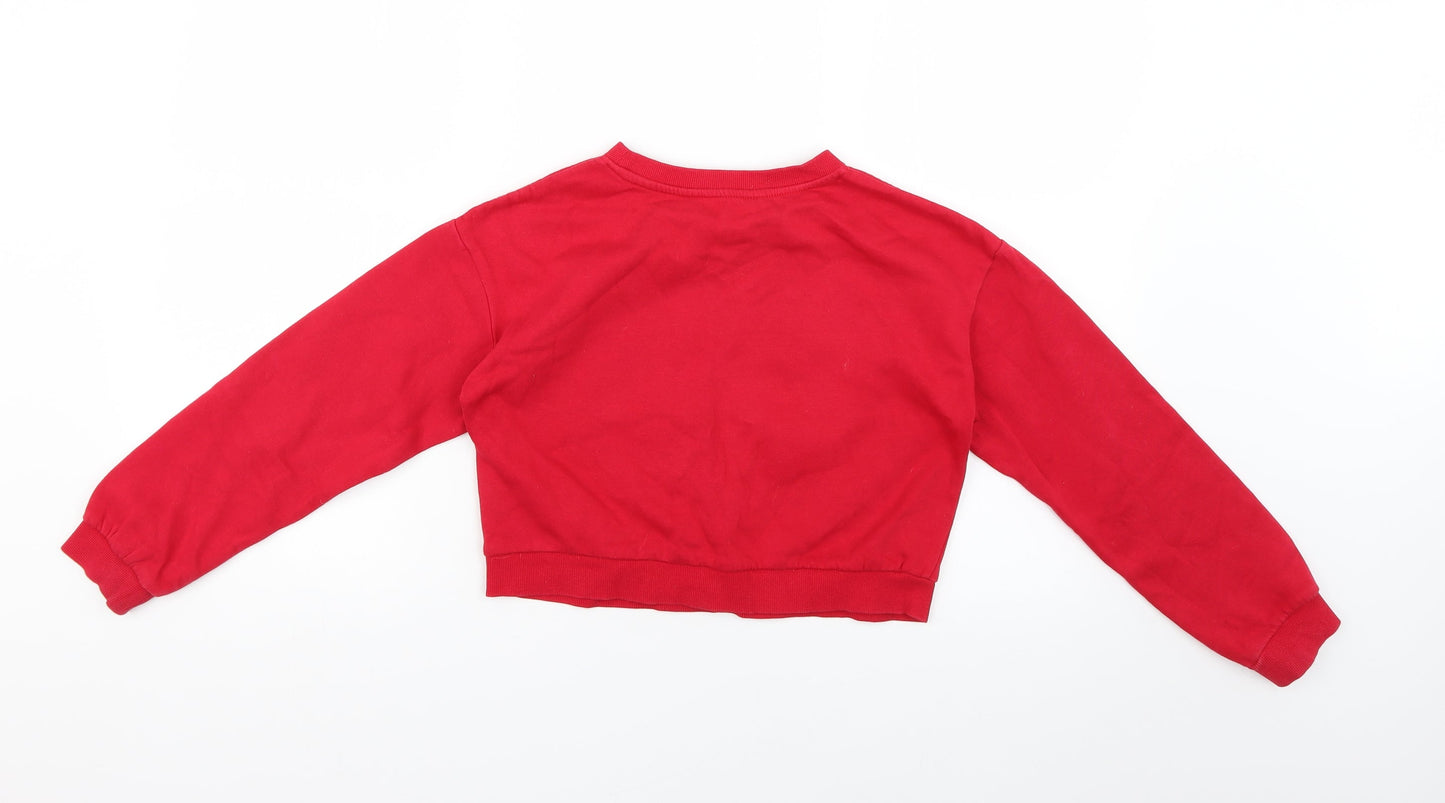 H&M Girls Red Geometric  Pullover Jumper Size 9-10 Years