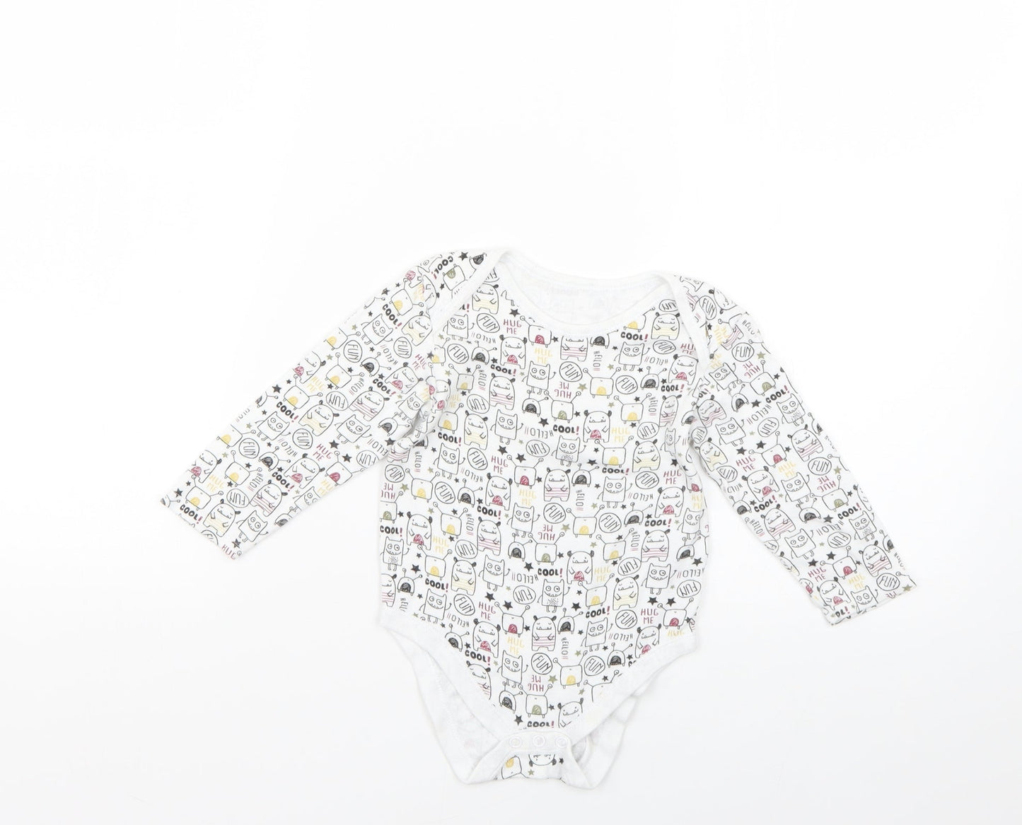 Primark Baby White Geometric  Babygrow One-Piece Size 12-18 Months