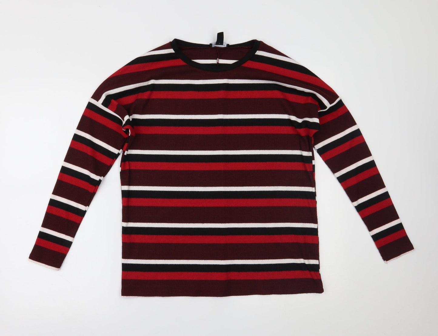 New Look Womens Red Striped  Basic Blouse Size 8