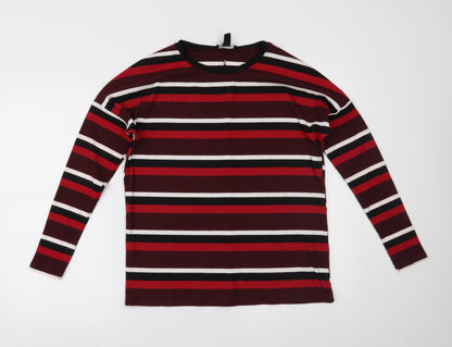 New Look Womens Red Striped  Basic Blouse Size 8