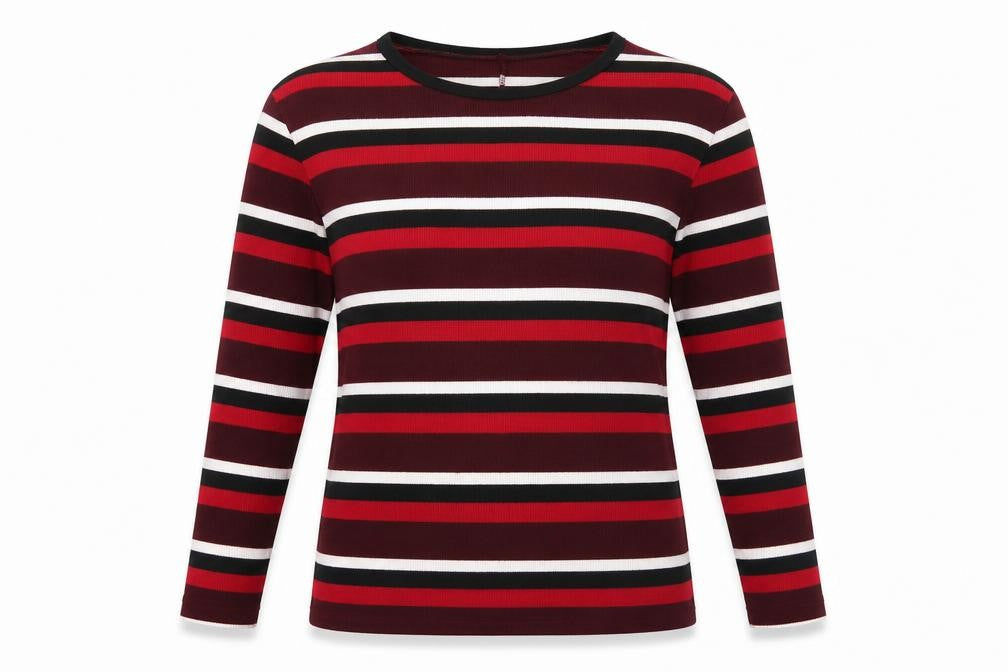 New Look Womens Red Striped  Basic Blouse Size 8