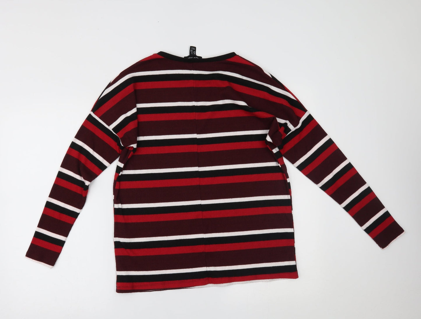 New Look Womens Red Striped  Basic Blouse Size 8