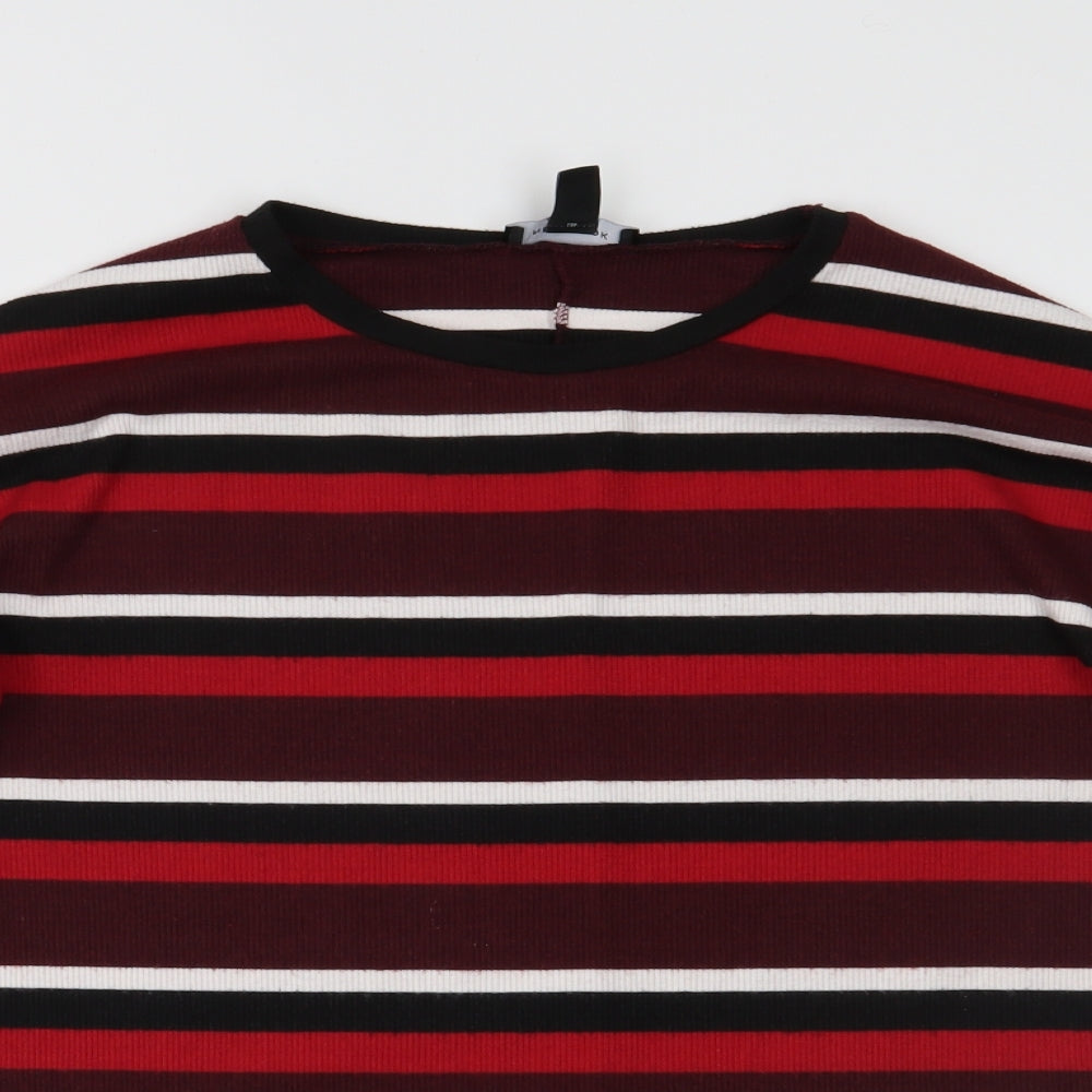 New Look Womens Red Striped  Basic Blouse Size 8
