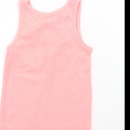 Brand and care label for Palomino girls’ pink basic tank, size 2-3, years