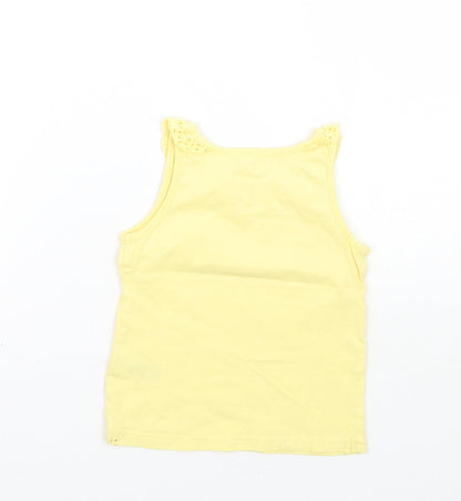 Back view of Nutmeg girls’ yellow basic tank, size 12-18, months