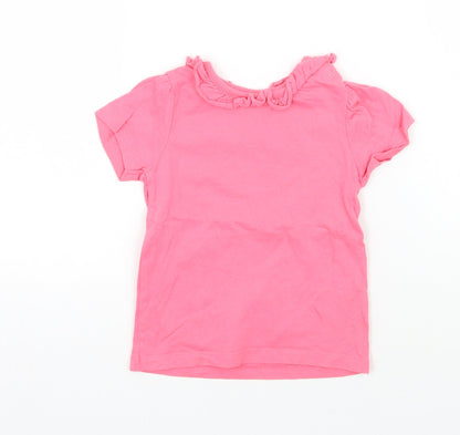 Additional front view of Nutmeg girls’ pink basic t-shirt, size 12, months