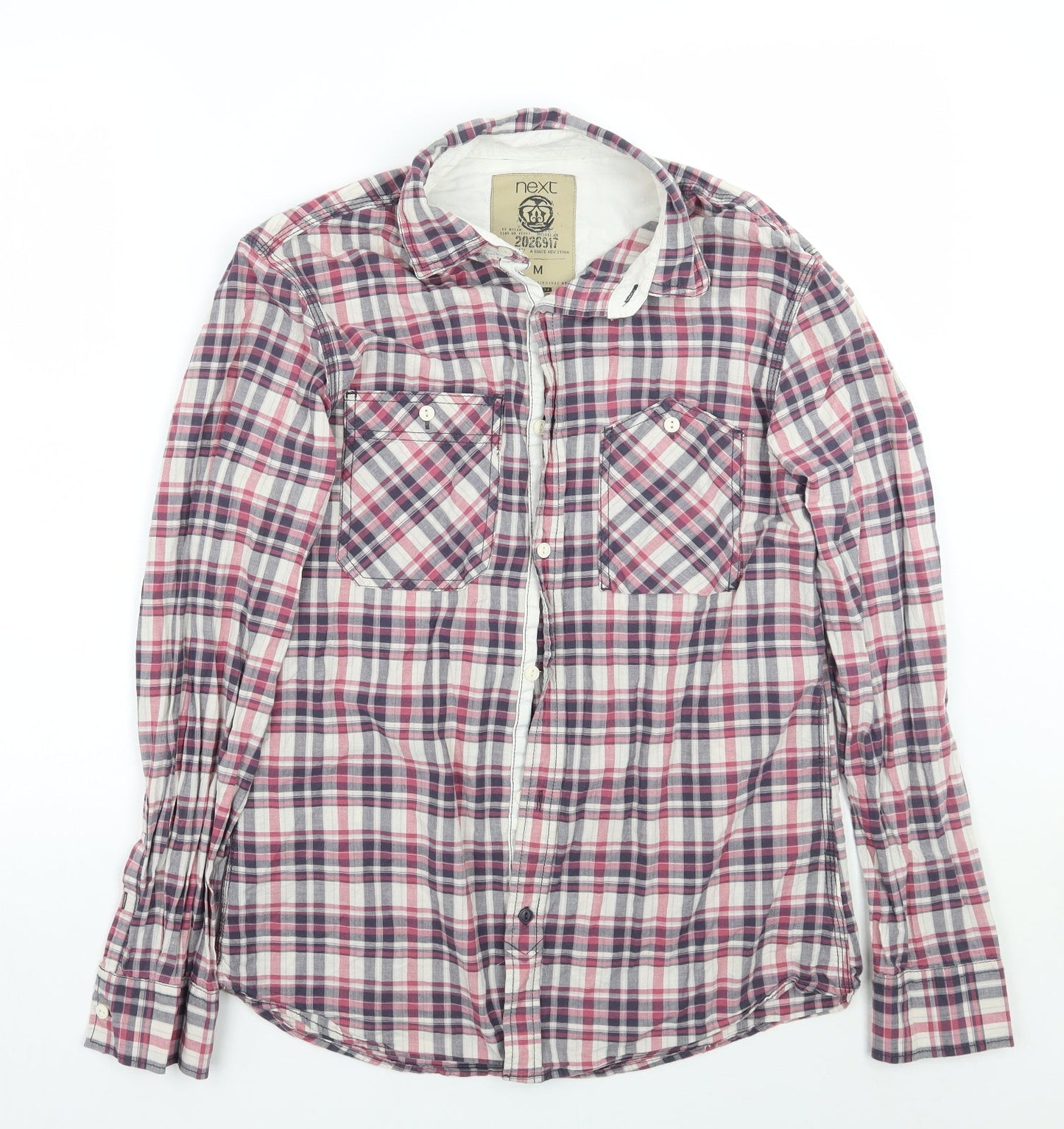 NEXT Mens Pink Check   Button-Up Size M