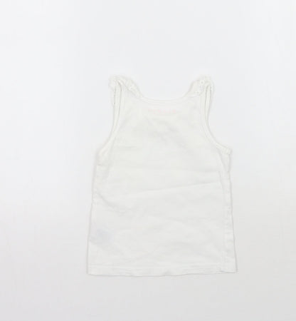 Back view of Nutmeg girls’ white basic tank, size 2, years