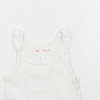 Close-up detail of Nutmeg girls’ white basic tank, size 2, years