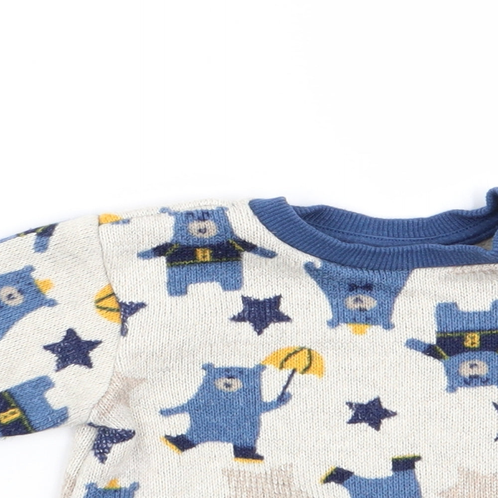 Nutmeg Boys Ivory Animal Print  Pullover Jumper Size 0-3 Months  - Bear Print