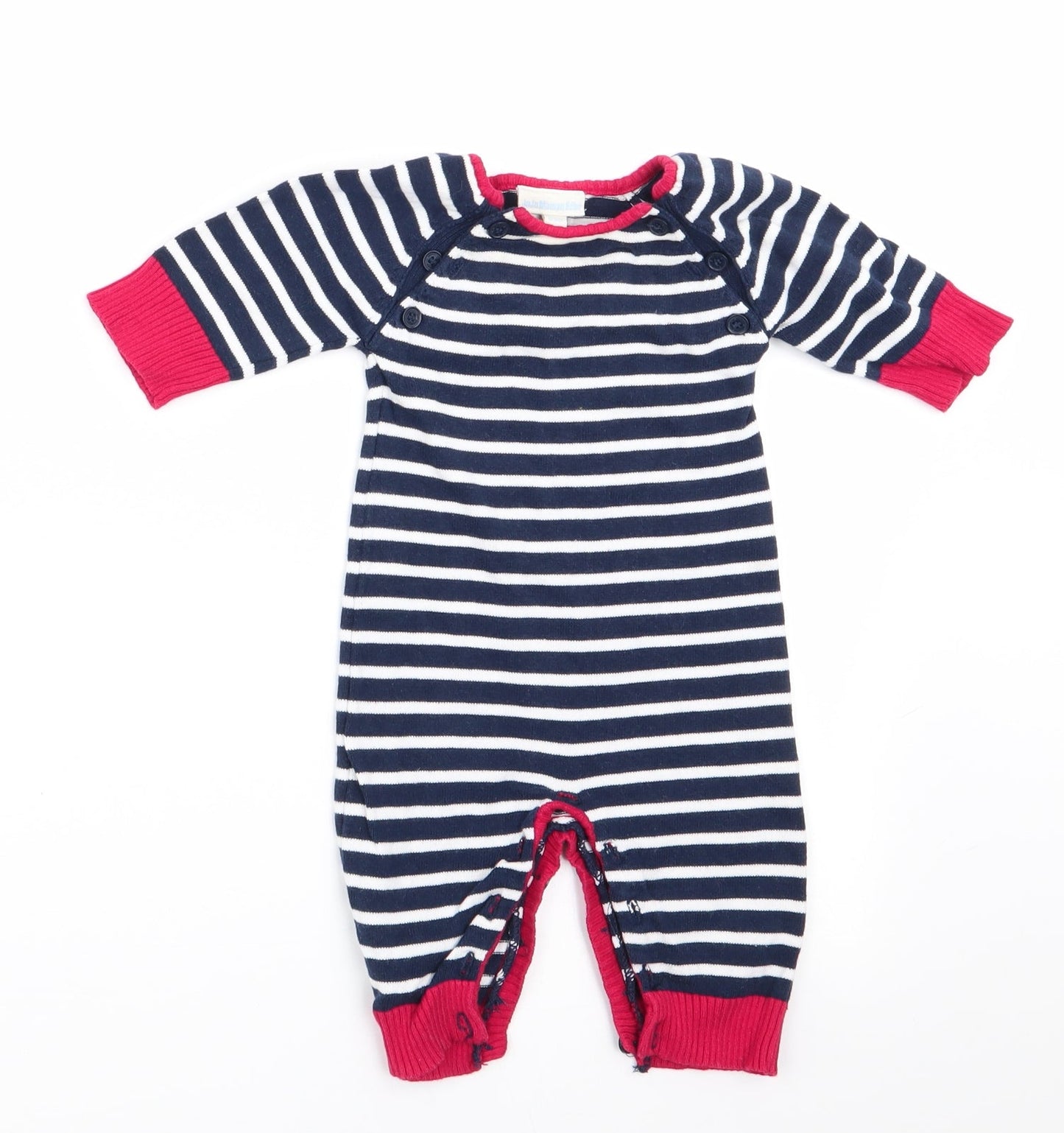 JoJo Maman Bébé Boys Blue Striped  Romper One-Piece Size 0-3 Months