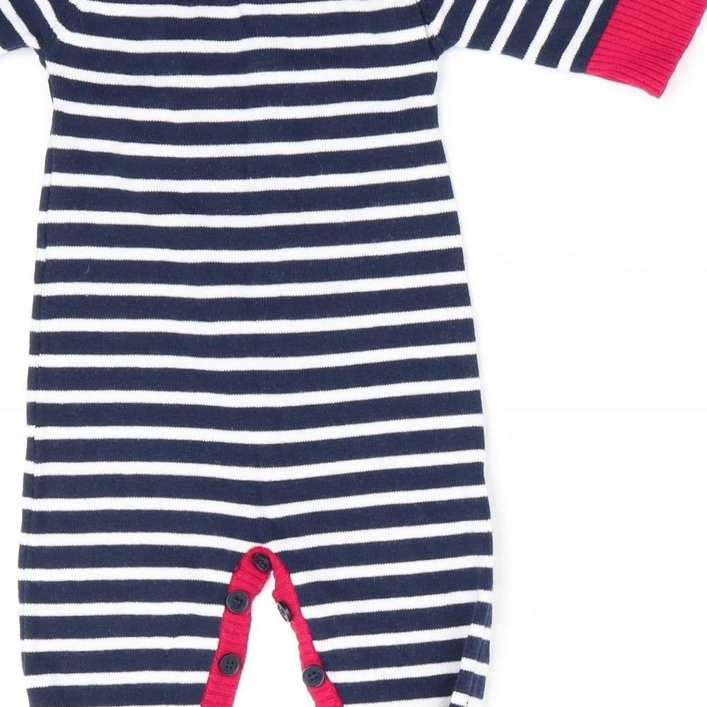 JoJo Maman Bébé Boys Blue Striped  Romper One-Piece Size 0-3 Months