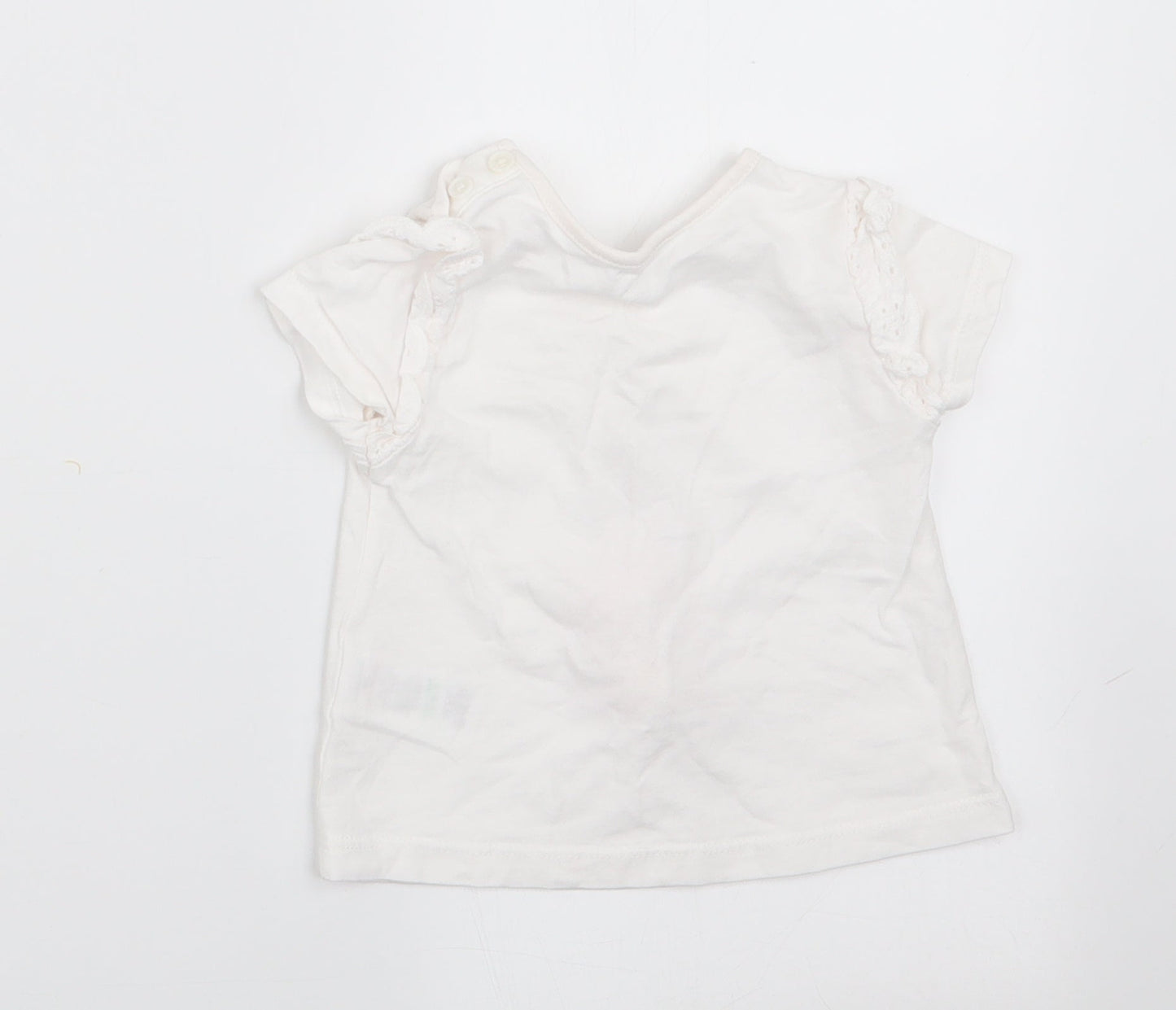Matalan Girls Ivory Animal Print  Basic T-Shirt Size 3-6 Months  - Rabbit Logo