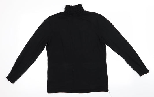 Preworn Womens Black   Pullover Jumper   - Ruffled & Elasticated Neck