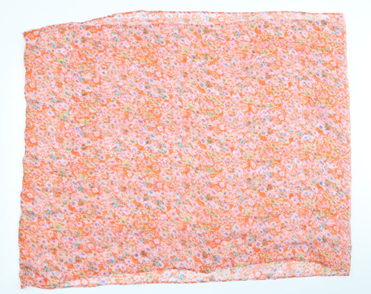 Preworn Womens Orange Floral   Scarf   - Lightweight Snood