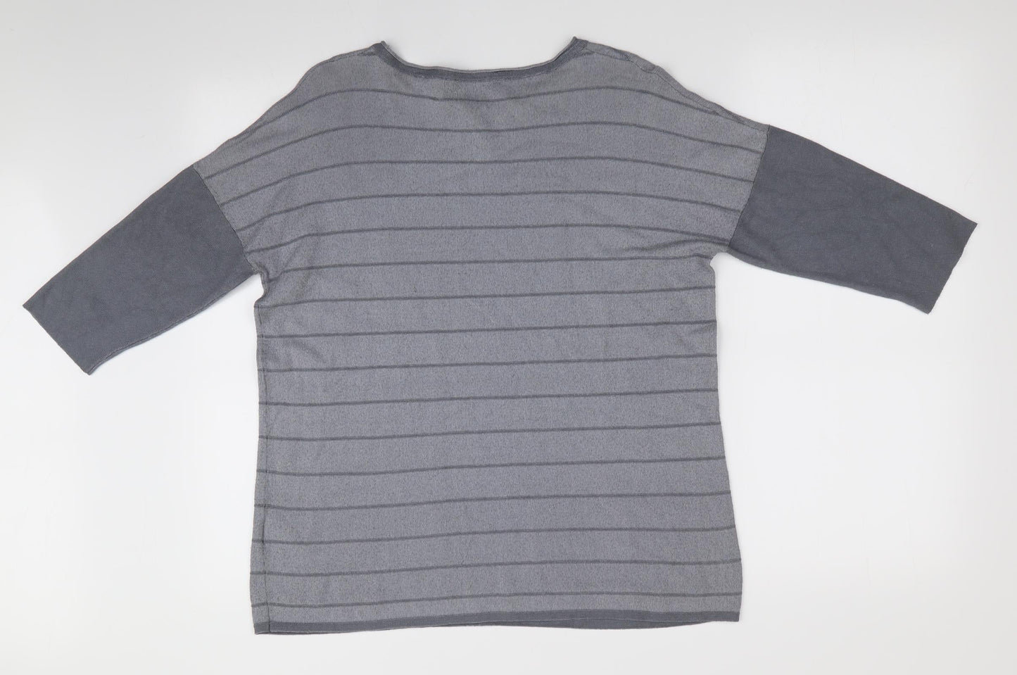 One More Story Womens Grey Striped  Pullover Jumper Size 6