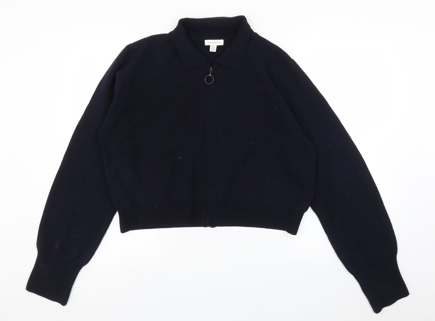 Topshop Womens Blue   Full Zip Sweatshirt Size L