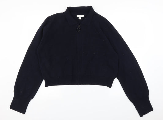 Topshop Womens Blue   Full Zip Sweatshirt Size L