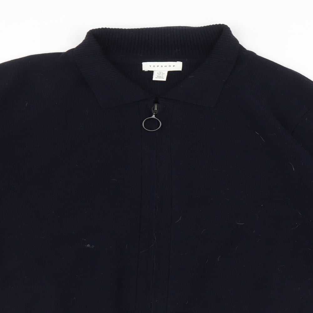 Topshop Womens Blue   Full Zip Sweatshirt Size L