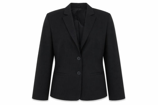 Preworn Womens Black Pinstripe  Jacket Sport Coat Size 6