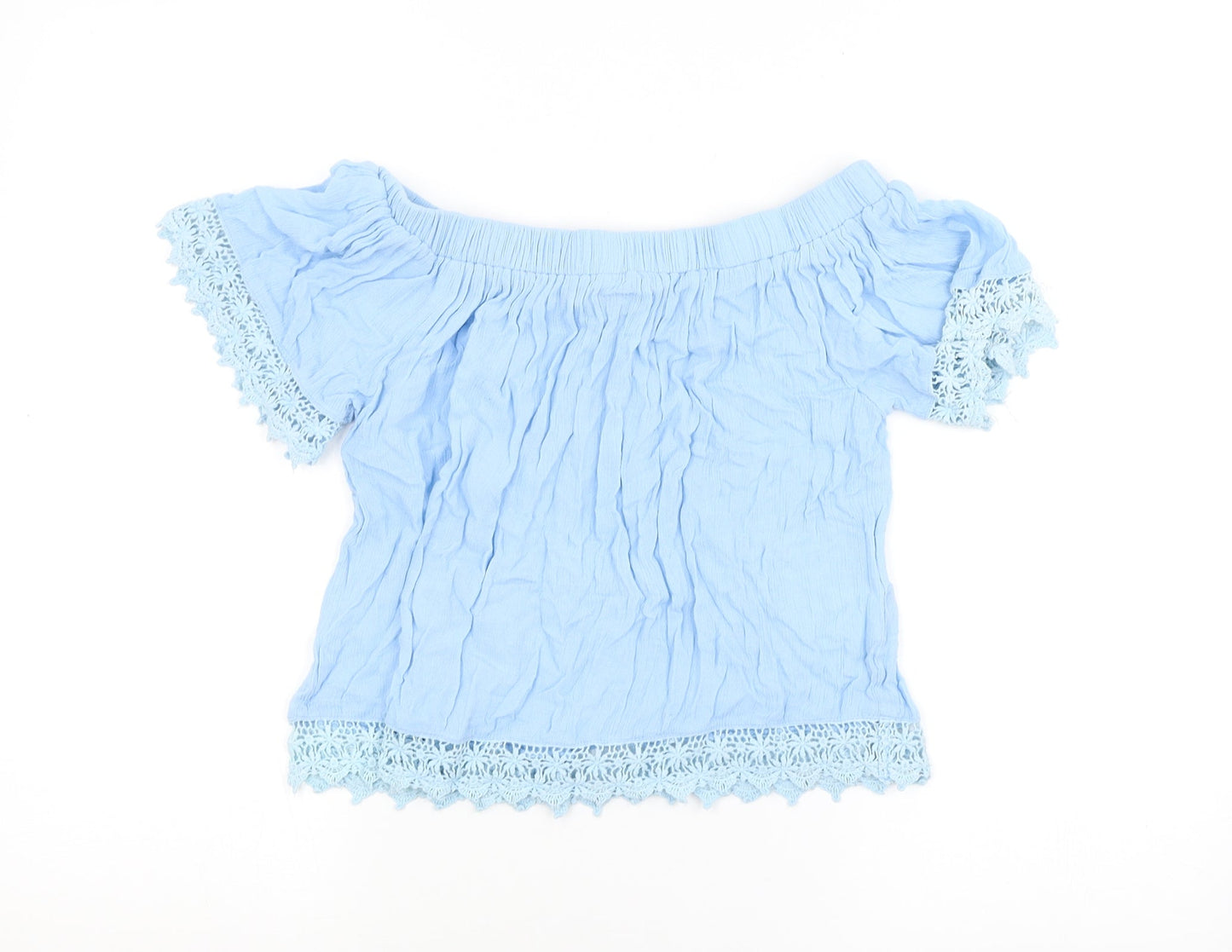 Select Womens Blue   Cropped Blouse Size 6