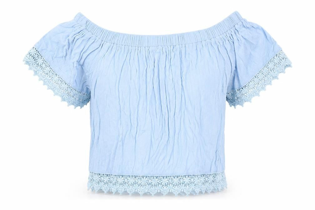 Select Womens Blue   Cropped Blouse Size 6