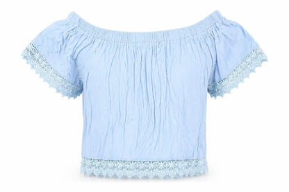 Select Womens Blue   Cropped Blouse Size 6