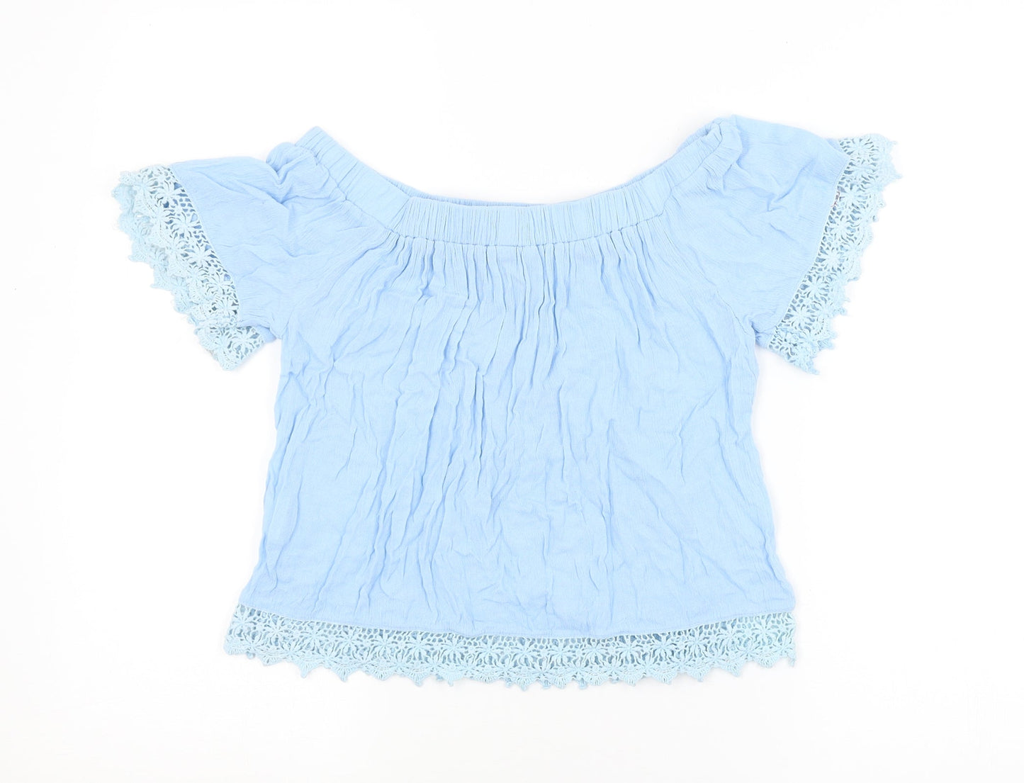 Select Womens Blue   Cropped Blouse Size 6