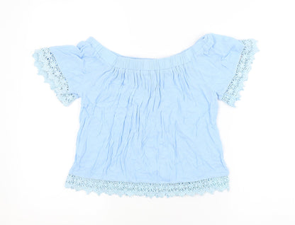 Select Womens Blue   Cropped Blouse Size 6