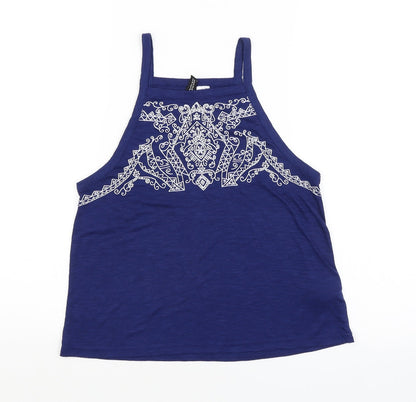 Preloved H&M Womens Blue Argyle/Diamond  Basic Tank Size S - Front