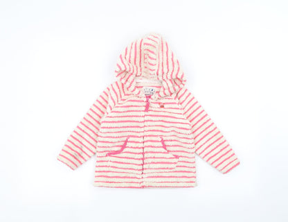 Front view of Next girls’ white striped jacket, size 2-3, years