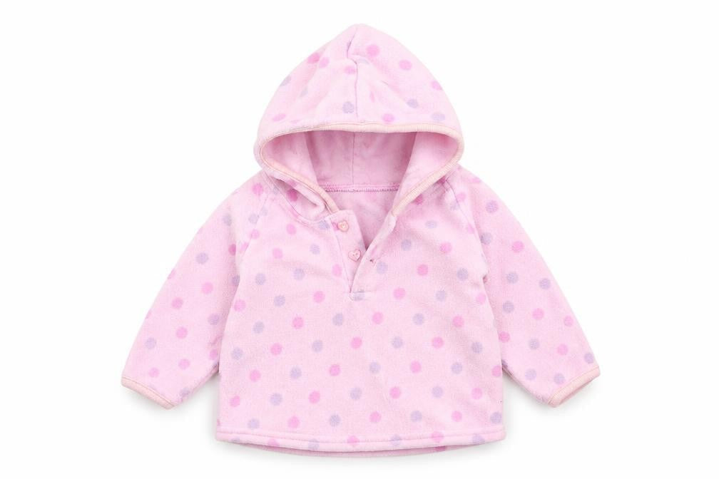 Marks & Spencer Girls Pink Polka Dot Fleece Pullover Jumper Size 3-6 Months  - Hoodie