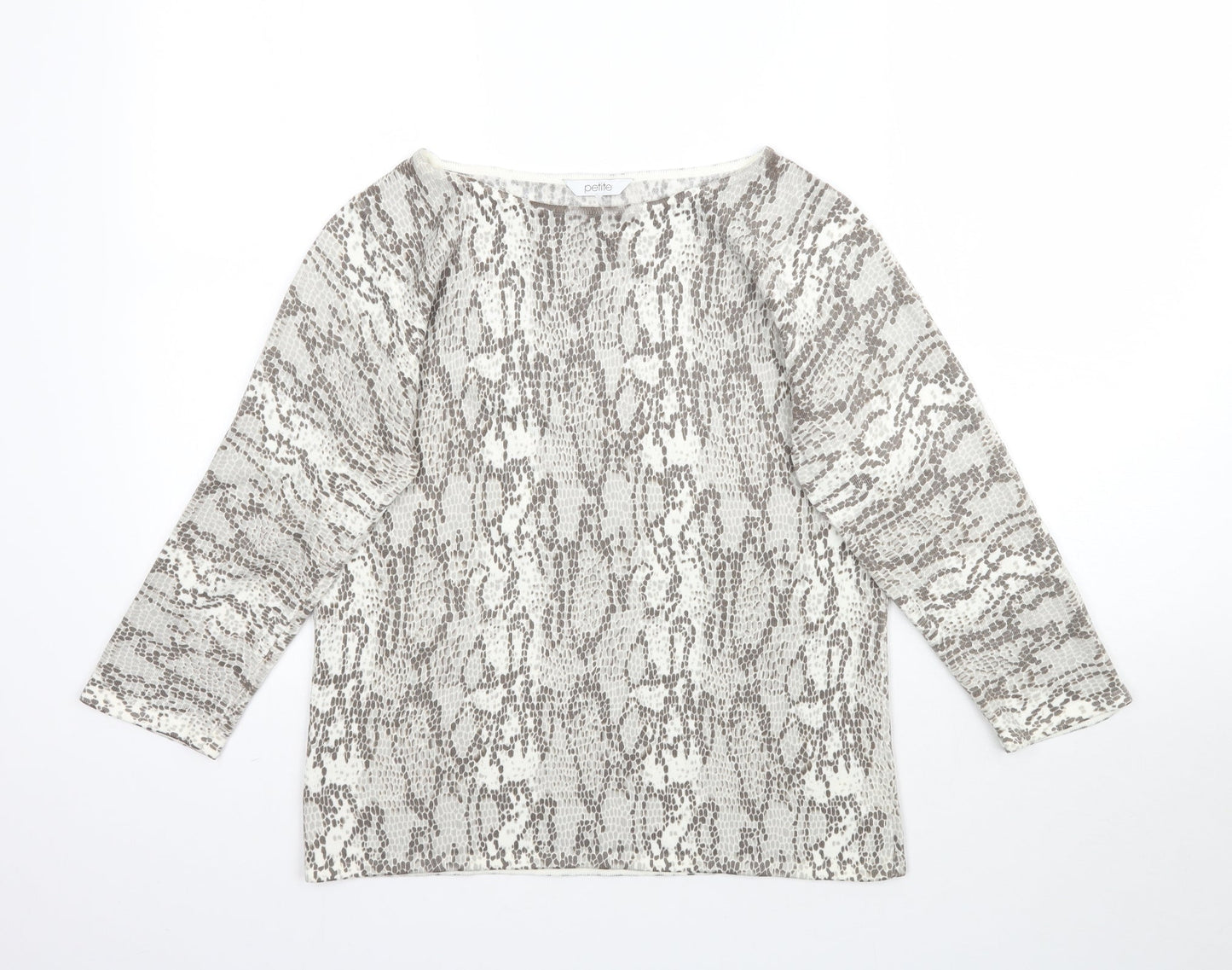 Preworn Womens Grey Animal Print Knit Basic T-Shirt Size M  - Snake Print