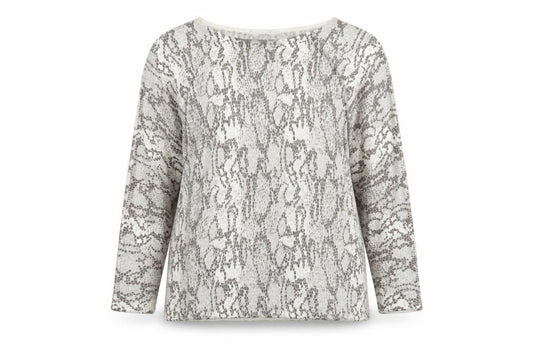 Preworn Womens Grey Animal Print Knit Basic T-Shirt Size M  - Snake Print