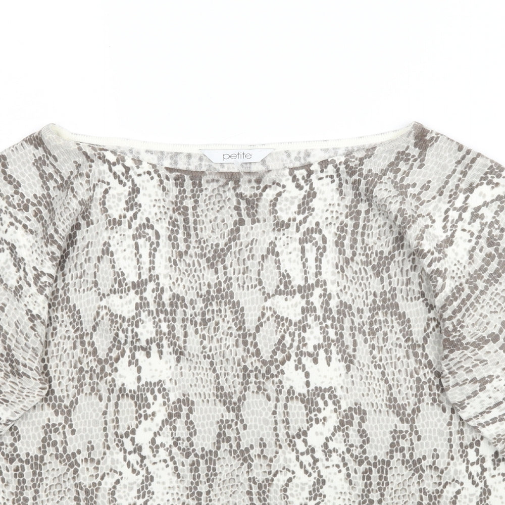 Preworn Womens Grey Animal Print Knit Basic T-Shirt Size M  - Snake Print